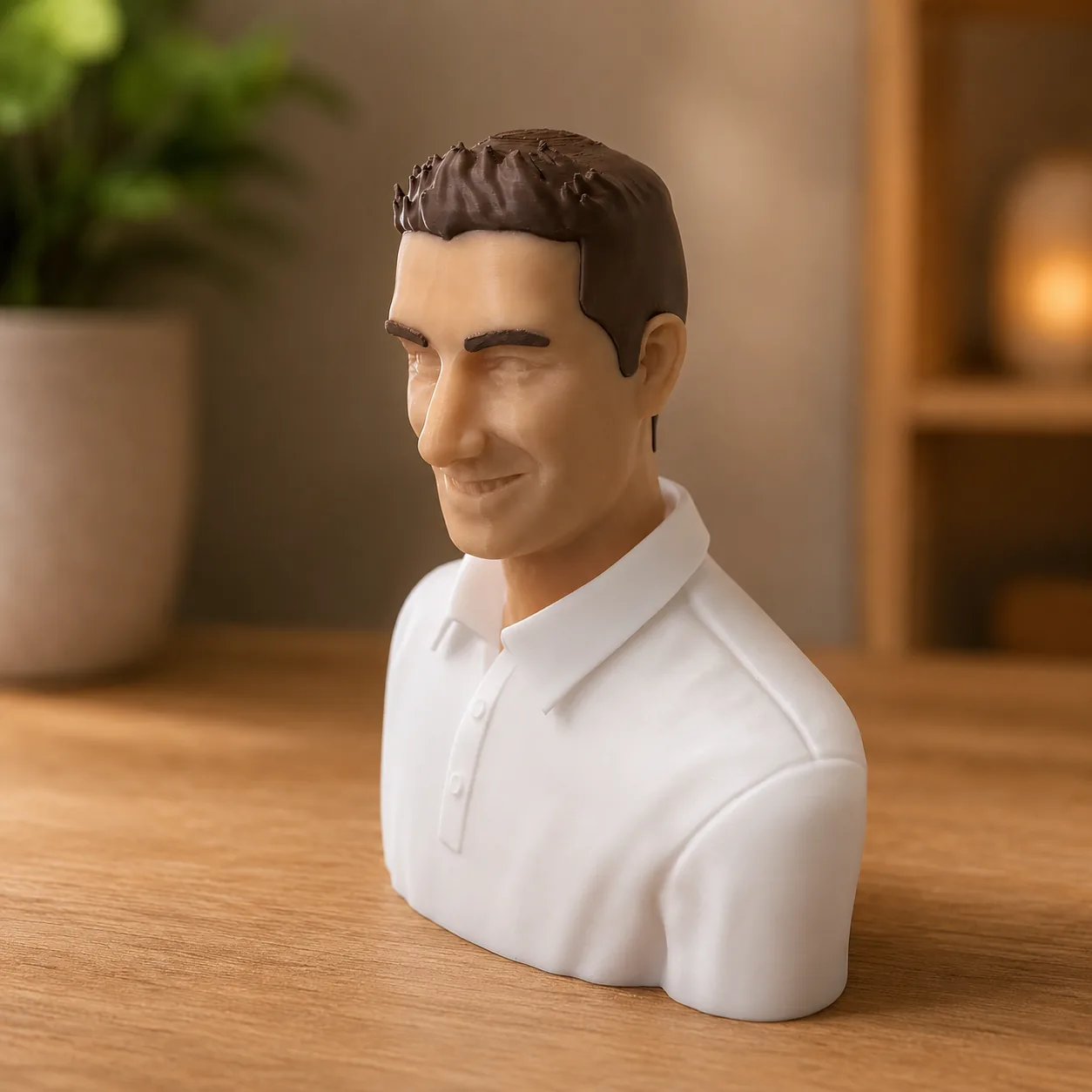 Personalisierte Portrait-Büste aus 3D Druck mit farbigem Haar — Beispiel für wirtschaftliche Einzel- und Kleinserienfertigung statt Spritzguss, sofortdruck.at Wien