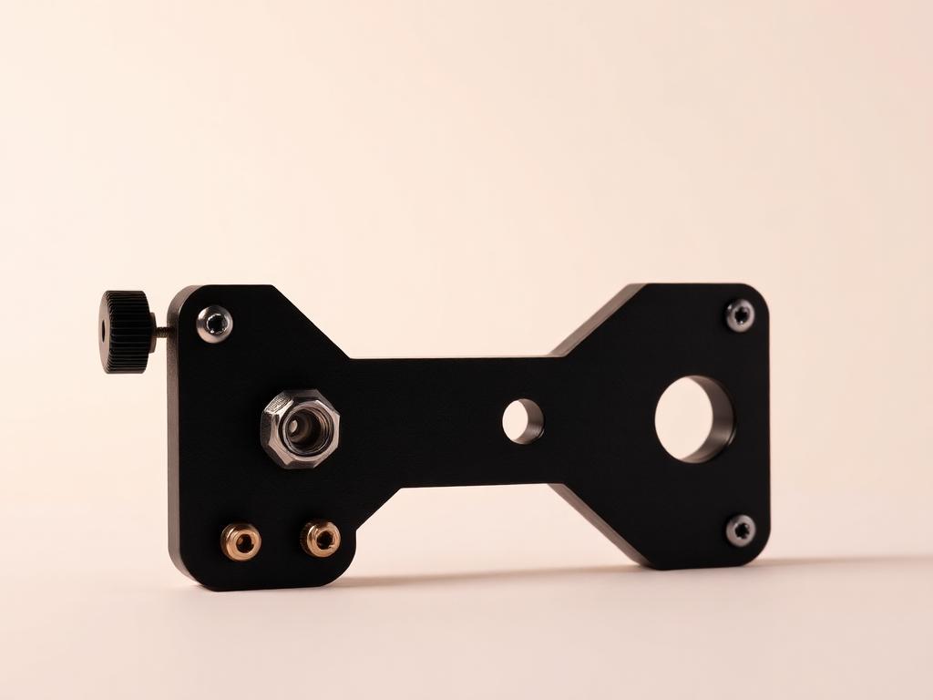 3D gedruckte schwarze Mechanik-Halterung als Produktdesign-Funktionsmuster für Passform-Test