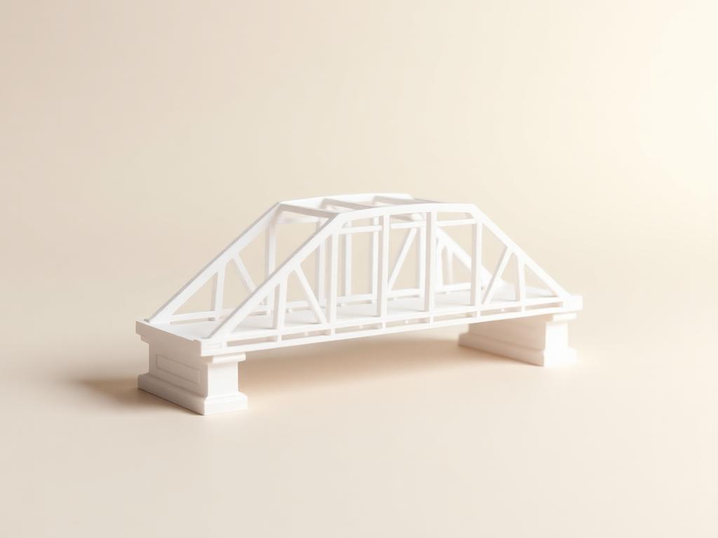 Weißes 3D gedrucktes Brückenmodell mit Fachwerk-Konstruktion