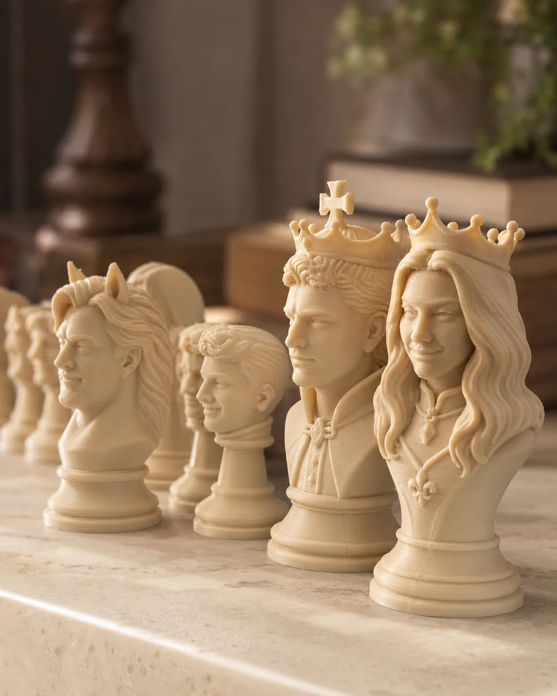 Personalisiertes Schachset aus 3D Druck mit Portrait-Büsten — 3D-Modellierung aus Wien, sofortdruck.at