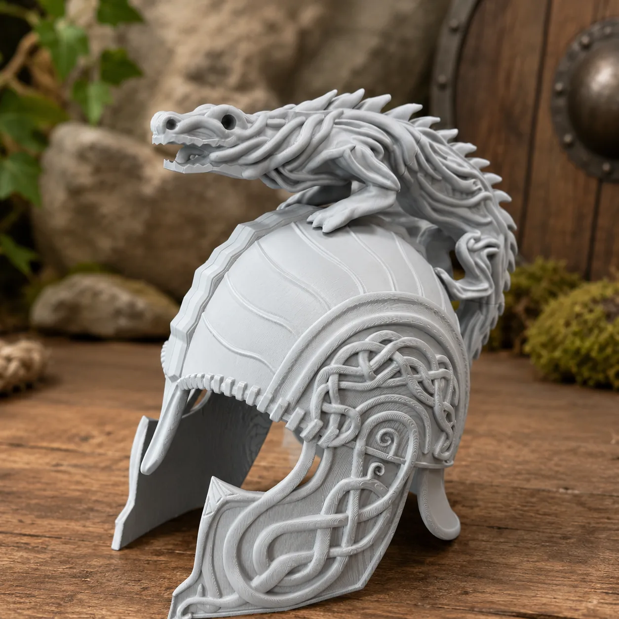 3D gedruckter Wikinger-Helm mit Drachen-Aufsatz — Cosplay-Prop aus Wien, sofortdruck.at